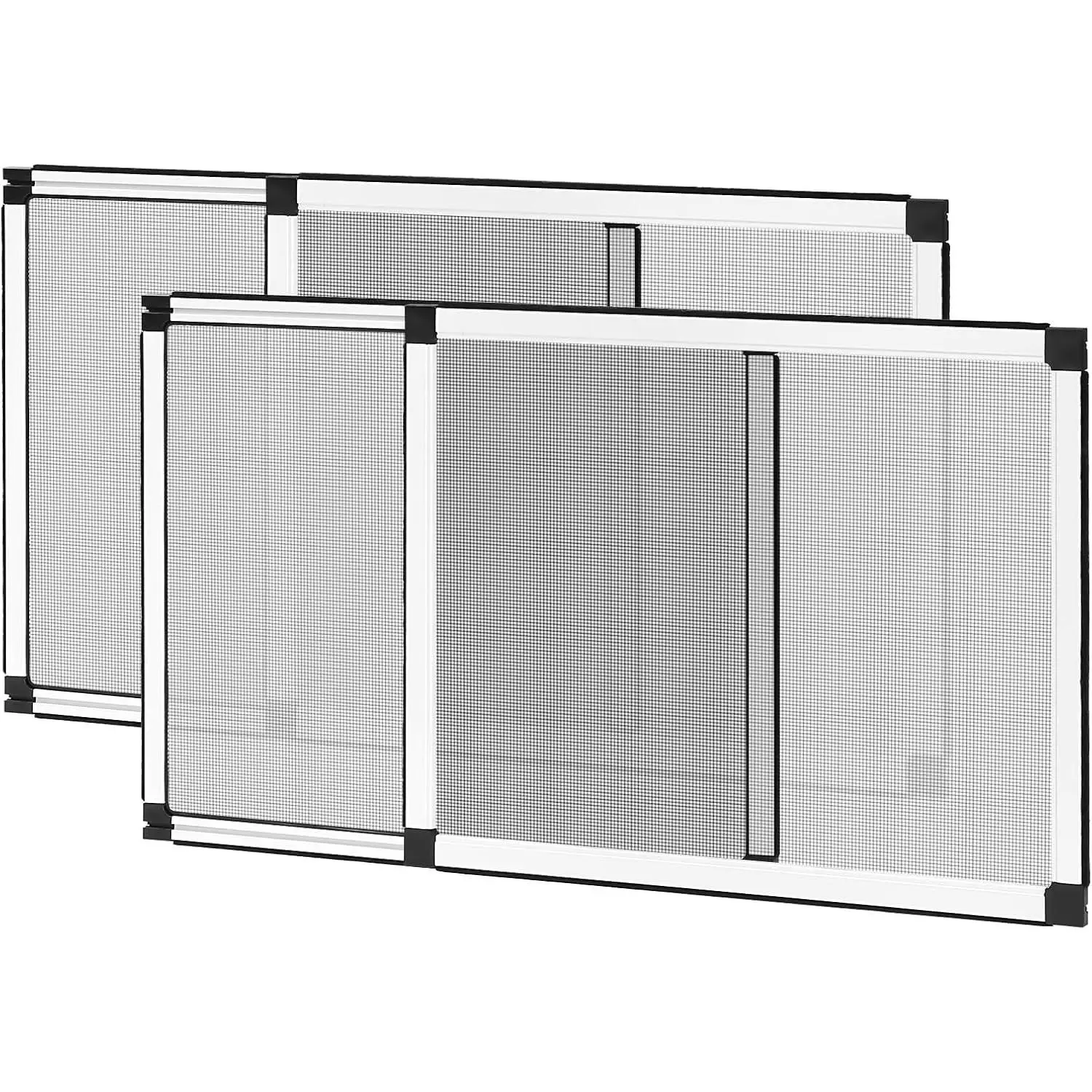 FLYZZZ 2-Pack Adjustable Expandable Window Screen, 2-Way Use for Horizontal & Vertical Windows, 16" H Expands 21"-40" W, with Locking Screw for Extra Stability