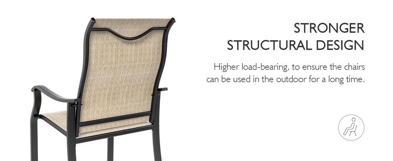 UDPATIO Patio Dining Chairs Set of 4 Outdoor Dining Chairs with High Back Patio Furniture Chairs with Armrest Metal Frame for Lawn Garden Backyard