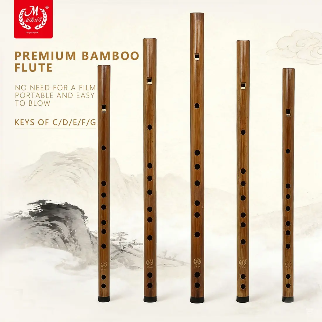Zd-05 Velvet Bag Bamboo Flute, Handcrafted Bitter Bamboo Flute, Traditional Musical Instrument, Perfect for Beginners & Enthusiasts