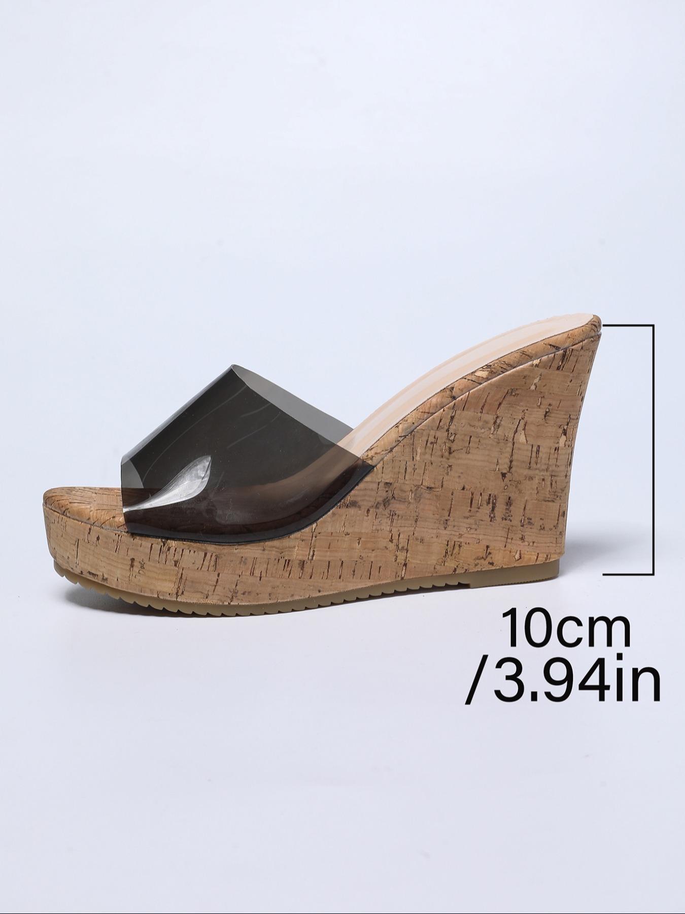 Women's Fashionable Cork Wedge Sandals, Casual Comfortable Transparent High Heel Platform Sandals for Summer, Female All-match Wedge Sandals for Daily Wear