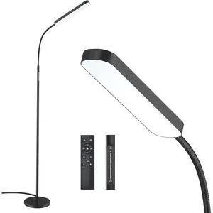 Floor lamp, 15W/1000 lumens bright LED floor lamp, steplessly adjustable color temperature 3000K-6000K, with dimmer, remote control and touch control, adjustable floor lamp for living room