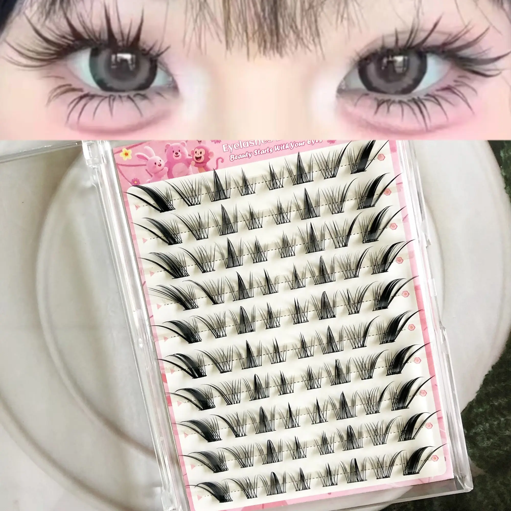 Directly Applied False Eyelashes, 80pcs Medium Length, Lightweight, Sweet Fairy Charm, Self-Adhesive, Perfect for Big Eyes, Manga Anime Lashes