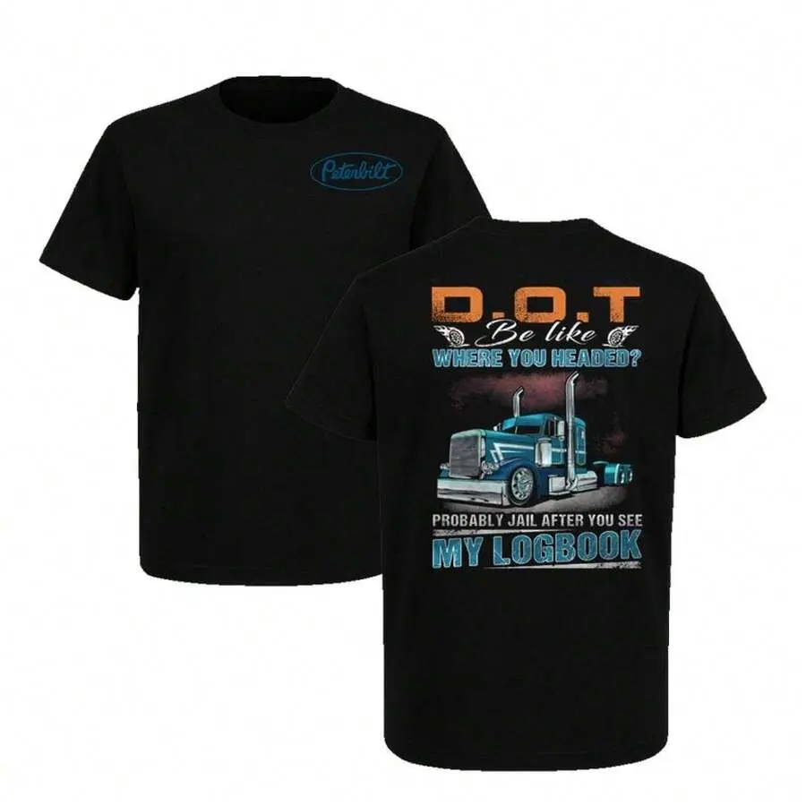 COCOC 2026 New  Loose Men's Summer Comfortable Lightweight-Shirt,Round Neck Shirt Graphic Tees,Funny Logbook-Shirt, Peterbilt Trucker Graphic, Big Rig Jail Log