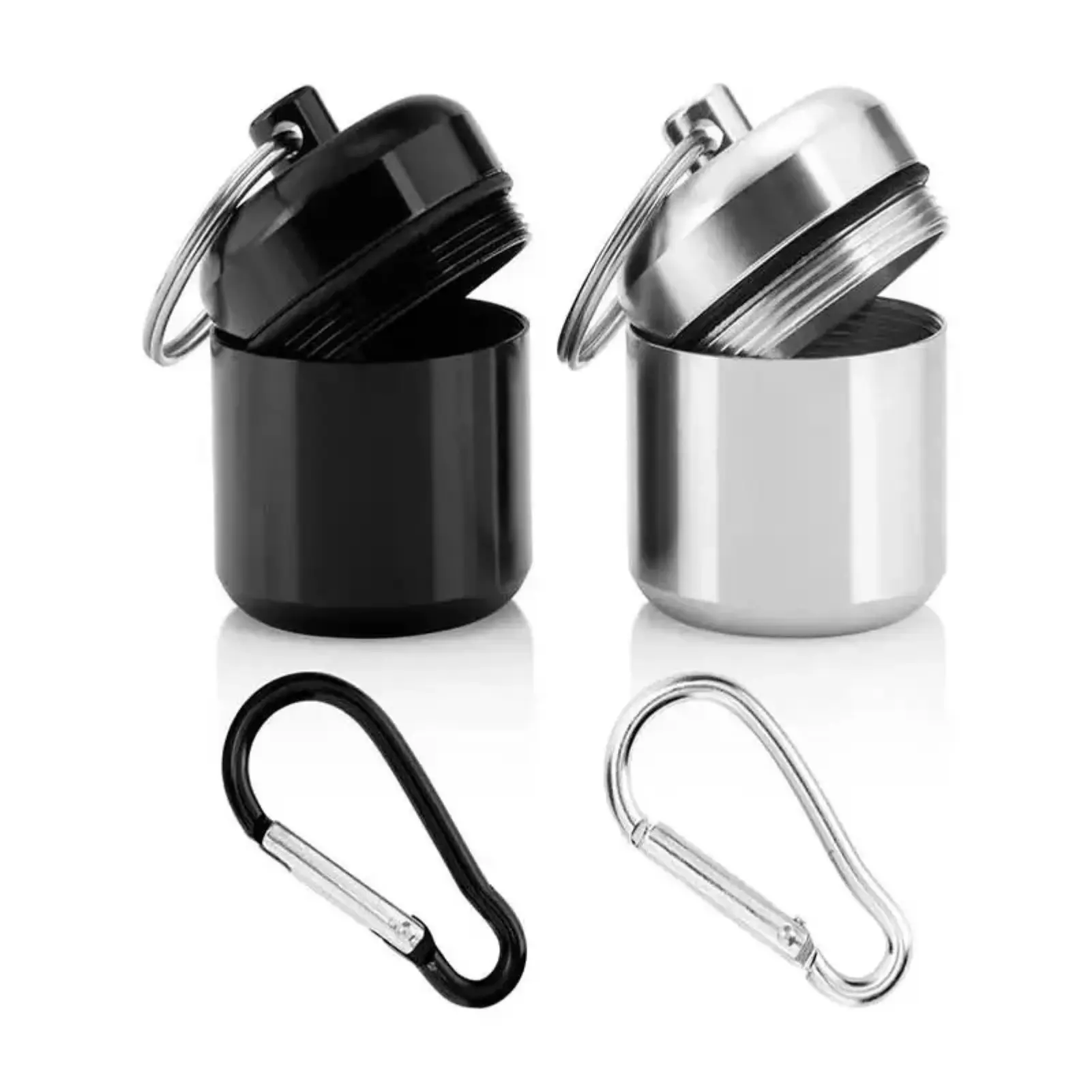 2-Pack Portable Waterproof Pill Organizer Keychain – Compact Durable Storage Case with Carabiner, Lightweight Travel Pill Box for Vitamins, Supplements & Small Jewelry, Daily Carry Essential