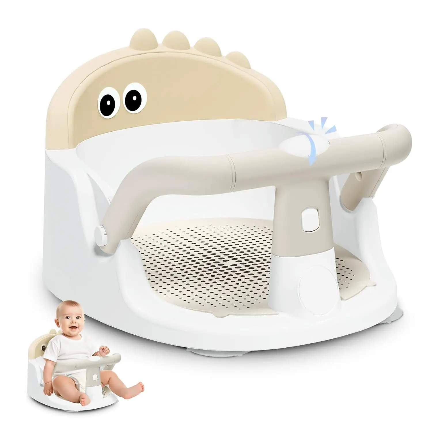 Baby Bath Seat  Babies 6 Months & Up Sitting Up, Non-Slip Baby Bath Chair with Suction Cup, Safe and Comtable Portable Infant Bath Seat  Bathroom, Bathtub Tub, Easy to Clean (Yellow)