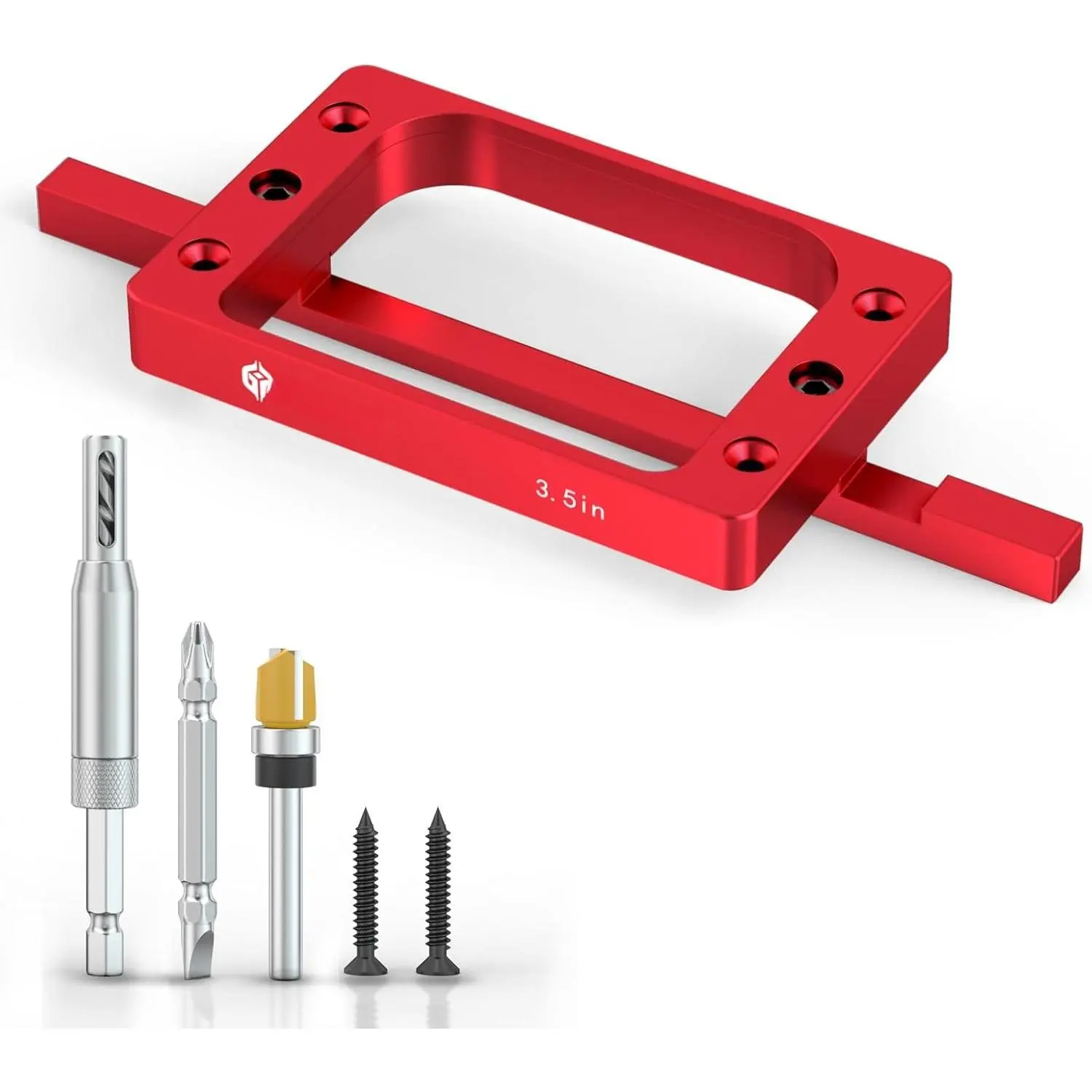 3-1/2" Fixed Size Door Hinge Jig for Door and Jamb,  Alloy Door Hinge Template Kit for Router, Mortise Jig Fits 3.5" Length 1/4" R, 5/8" R and Square Corner Hinges (3.5 in)