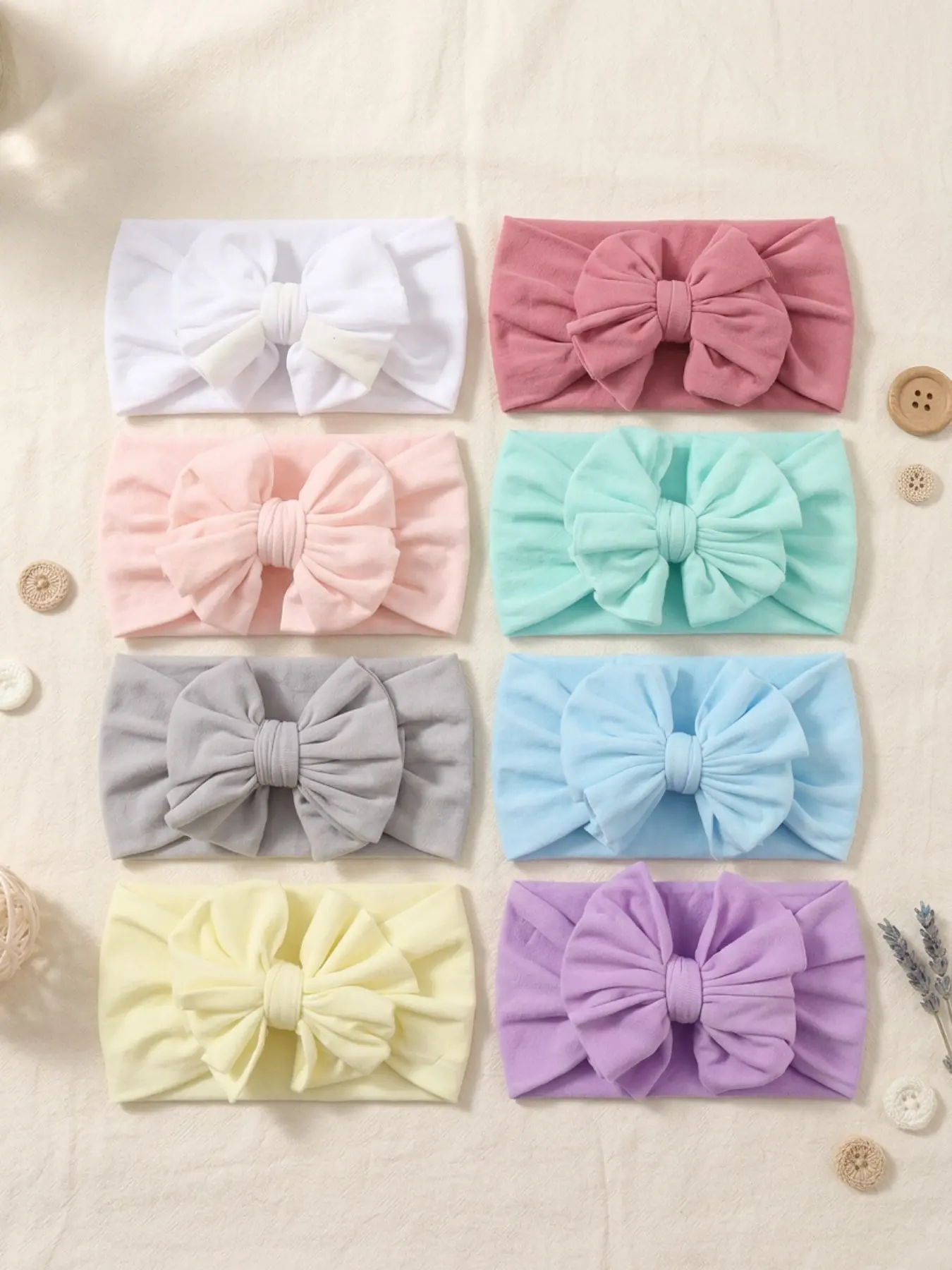 8 Pcs Cute Baby Headbands, New European Style Embroidered Hair Bands, Infant Butterfly Knot Accessories, All Seasons Casual Wear, Newborn Headbands, Headband Set