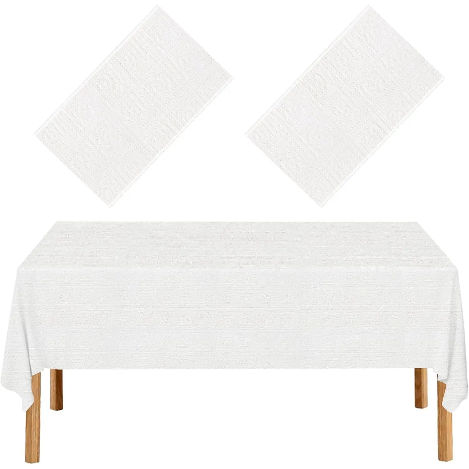 Paper Tablecloths for Rectangle Tables,2 Pack White Paper Tablecloths Disposable Table Cloths,3 Ply Papers & Plastic Quality Table Cover for Parties Wedding Birthday(54'' X 108'')