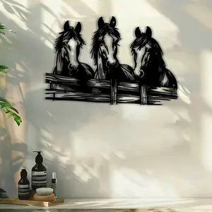 Elegant Metal Horse Wall Art, Iron Sculpture Decor for Living Room, Balcony, Fence, Stable, Outdoor Walls, Gift for Horse Lovers, 2D Flat Design