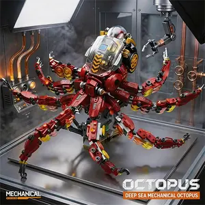 Half Mechanical Octopus Building Kit, 866 Pieces, Unique Collectible Gift, Suitable for Adults and Kids Aged 6+, Educational Toy