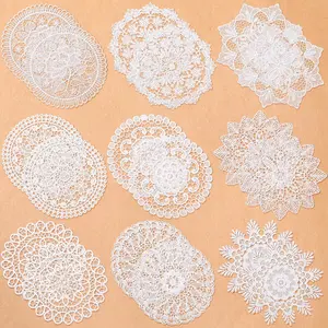 Mimorou 18 Pieces 6 Inch White Lace Doilies for Table Crochet Doilies Vintage Cotton Lace Coasters Rustic Handmade Round Placemats for Kitchen Dining Room Christmas Winter Wedding Cup Vase Decoration