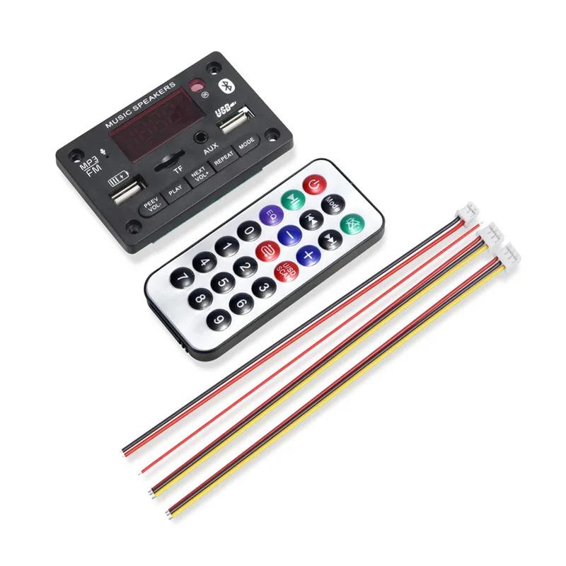 6V 12V Bluetooth 5.0 MP3 Decoding Board Module Wireless Car USB MP3 Player TF Card Slot USB FM with Microphone Handsfree control