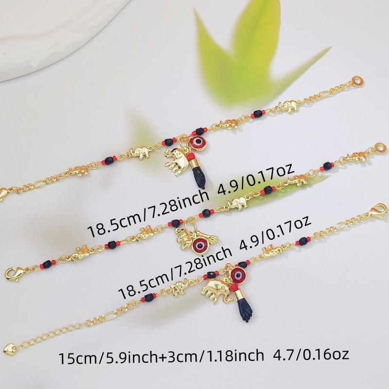 The latest 2026 Bohemian-style evil eye elephant bracelet and cartoon fun anklet are the perfect accessories for your vacation.