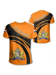 2026 Neutral Dutch T-Shirt, Netherlands Flag Crown Lion 3D Print, Fashion Sport Casual Short Sleeve, Plus Size Summer Top, Unisex Gift