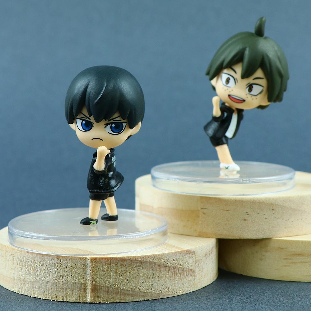 4Pcs/Set Haikyu!! Doll Figure Kei Tsukishima Shoyo Hinata Tobio Kageyama Tadashi Yamaguchi Anime Figure PVC Car Decorations Toys