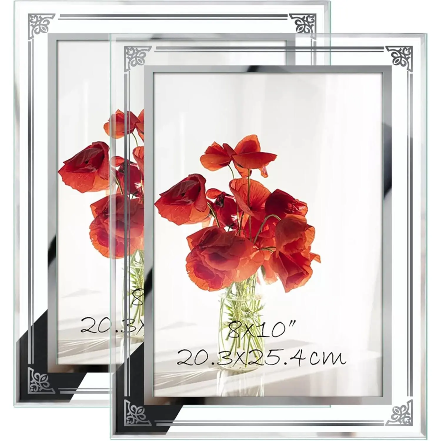 8x10 Glass Picture Frame Set of 2, 8 by 10 Photo Frames for Tabletop Display, Horizontal or VerticalGift