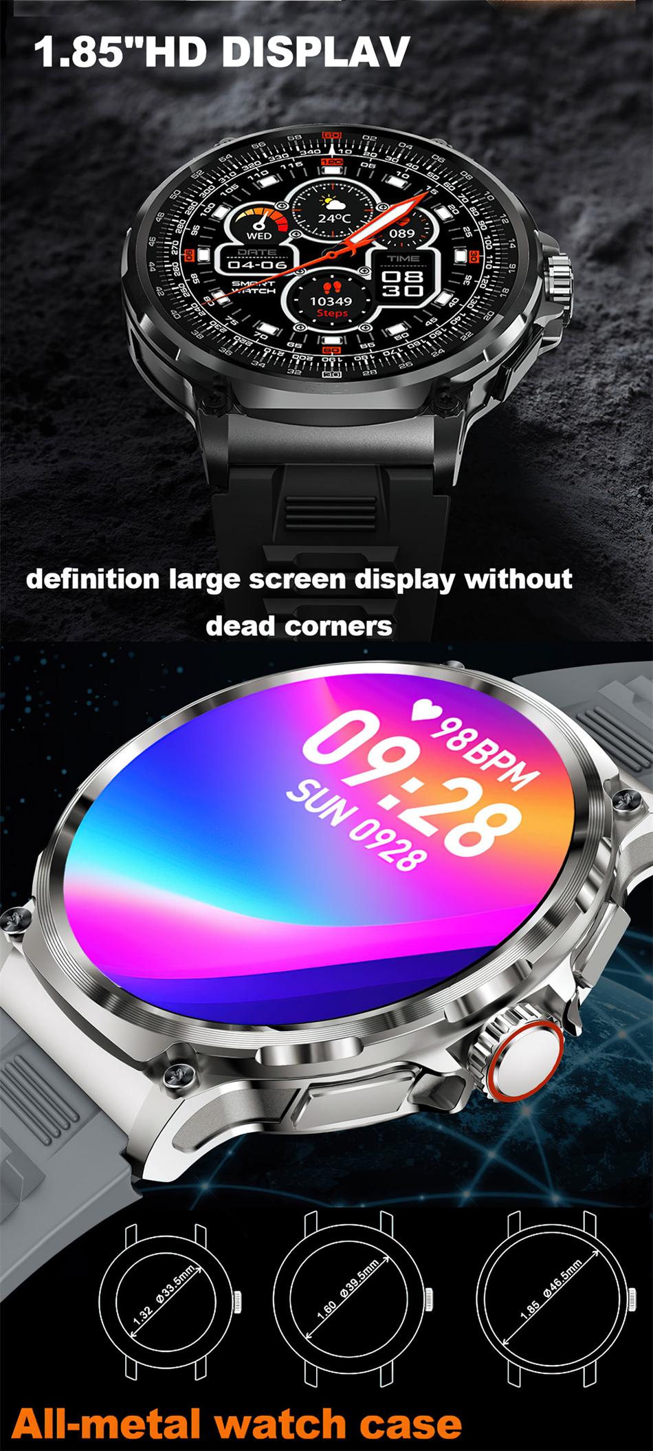 GPS V69 Smart Watch Men 1.85 inch 710 mAh Heart Rate GPS Sports IP68 Waterproof Bluetooth Talk  Smartwatch Man