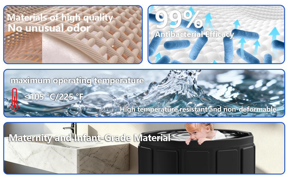 Portable Bathtub for Adult, Foldable Soaking Bathtub for Hot SPA&Ice Bath, Foldable Small Bathtub collapsible bathtub for Bathing, 6-layer Insulated portable tub,Space-Saving (black, 25.9X27.5 IN)