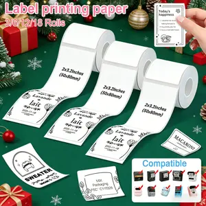 6/12 roll label printer tape, compatible with B1/B21/B3S/M110/M120/M220/M108/M100 label printers, 50x80 mm (1.97 inch × 3.15 inch) labels, courier labels, classification labels, customizable, suitable for home/school/office use.