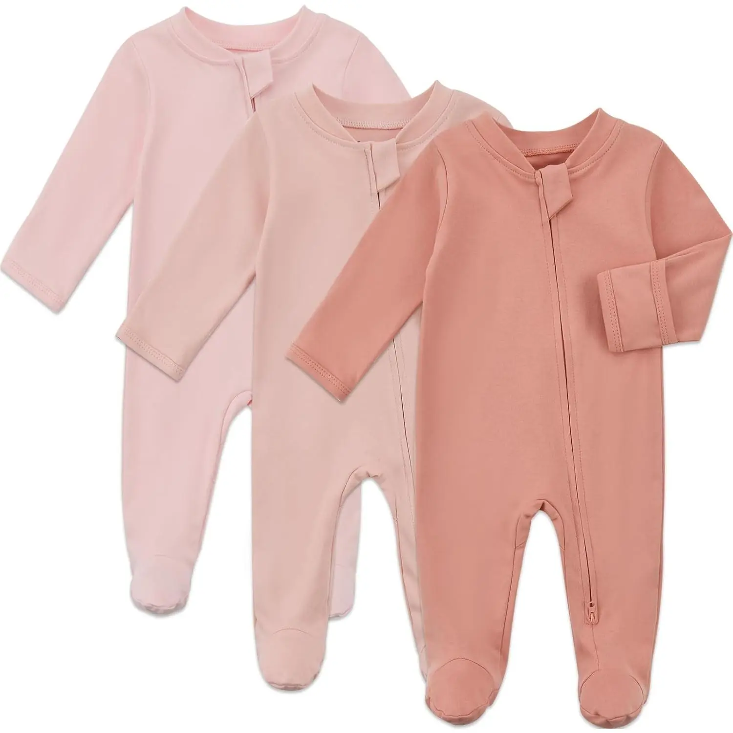Baby Organic Cotton Pajamas 2 Way Zipper Preemie Newborn One Piece Outfit Long Sleeve Footed Sleepwear clothes