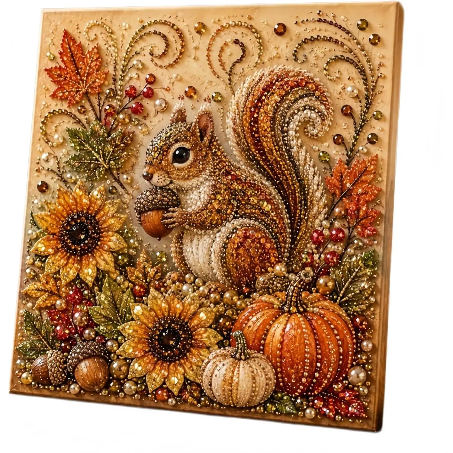 Autumn Pearl Painting Kit Cute 5D Pearl Painting Crafts for Adults,A |   Pumpkin Diamond Art Pearl Painting Kit for Beginner, Diamond DIY Pearl Painting Kit for Thanksgiving Birthday Holiday Gift