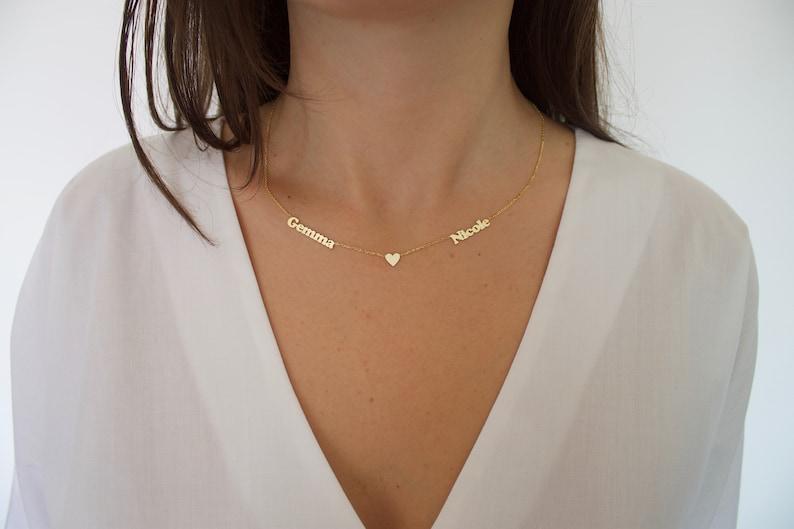 AS616 Personalized Custom Name Middle Love Necklace Stainless Steel DIY Name Necklace Holiday Gift for Men and Women