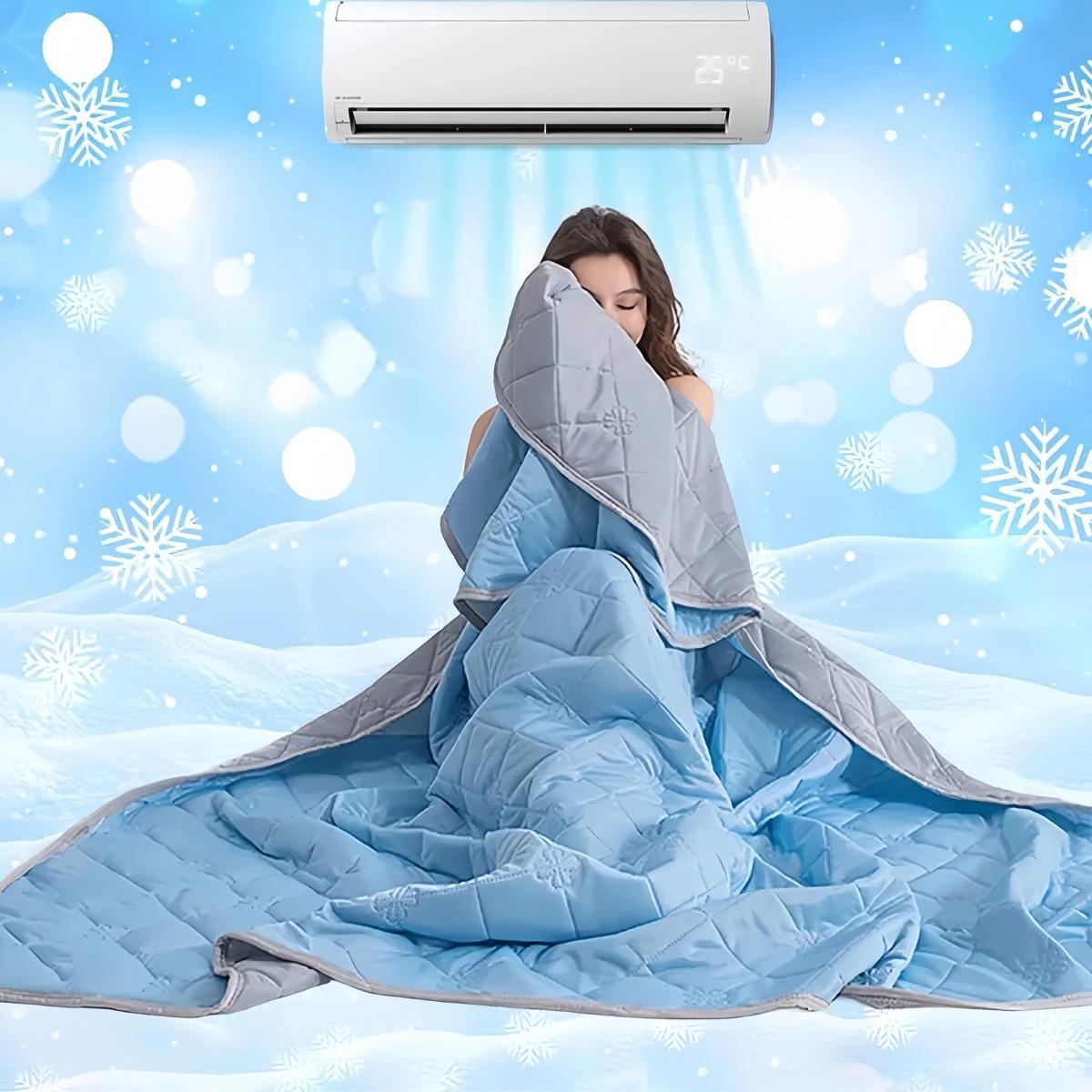 1pc High-Efficiency Cooling Blanket – Powerful Q-Max Cooling, Lightweight, Breathable, and Silky Soft, Ideal for Hot Sleepers and Night Sweats, Perfect for Bedroom, Dorm, Office, Camping, Available in Multiple Colors, Gift for Family, Blanket Gifts
