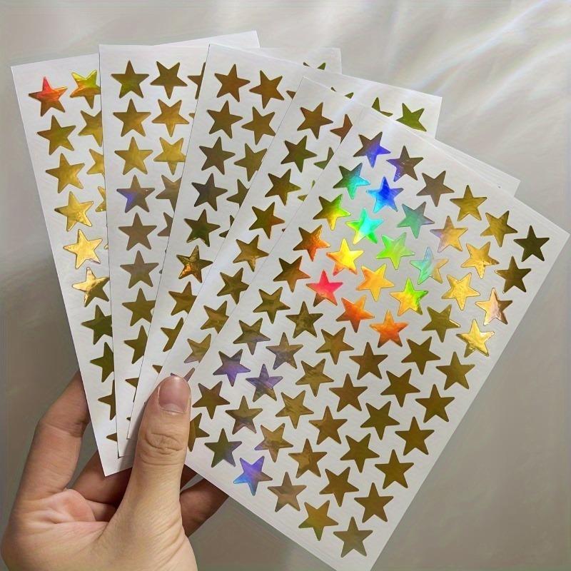 Star Pattern Laser Sticker, 5 Counts/set Self Adhesive Decorative Sticker, Art Stickers, DIY Decals for Scrapbooking, Journaling, Gift Wrapping, Sticker Packs