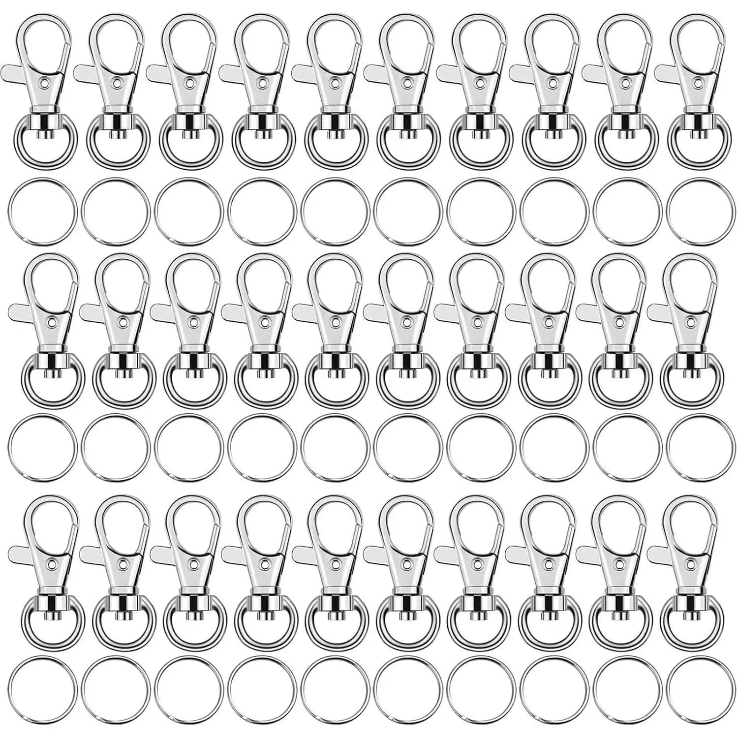 Key Chain Swivel Hooks,  100 count  Hardware Metal Swivel Snap Hook Lanyard Clips Hooks with  Rings for  Hardware and Lanyard Charms