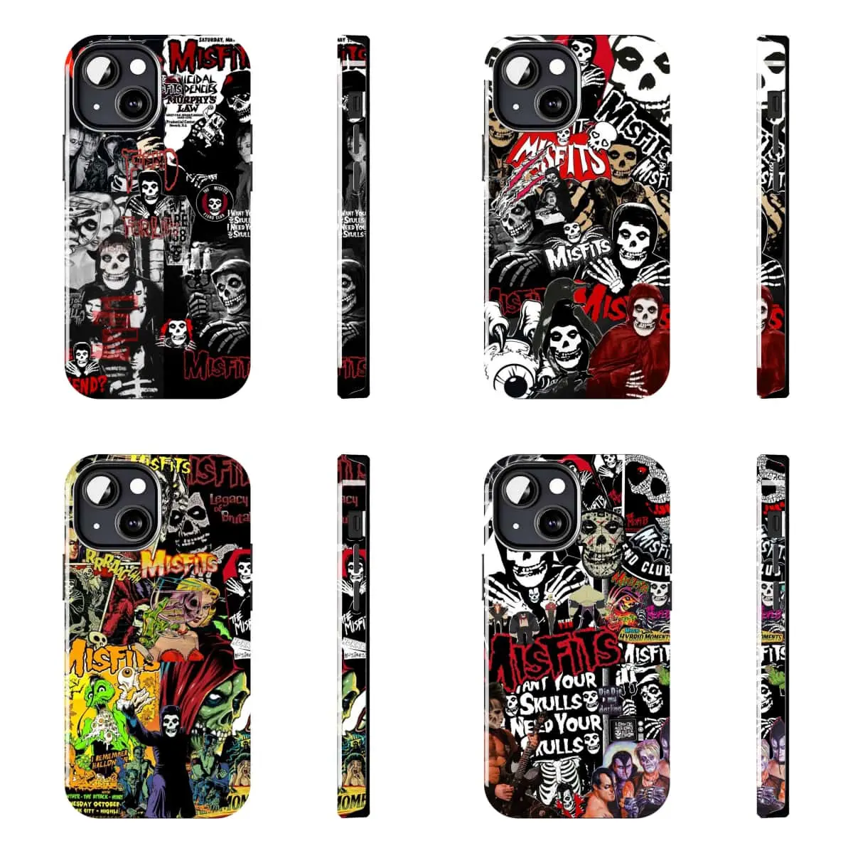 Misfits Horror Skull Punk Pattern Shockproof and Drop-Proof Phone Case – Retro Rock Fan Accessory for iPhone, Compatible with iPhone 11–17 Pro Max/Plus Series and Samsung Galaxy S23–S25 Series