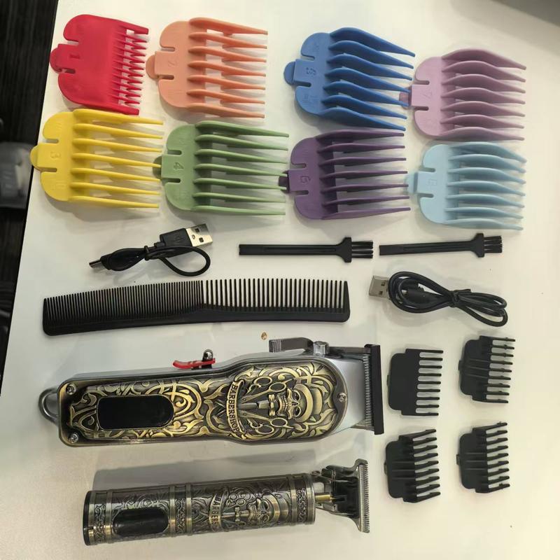 Professional Hair Clipper Set, 1 Box Rechargeable Hair Trimmer & T-blade Trimmer & Accessories, Hair Cutting Kit for Men, Barber Hair Clippers, Cordless Hair Trimmer, Multifunctional Hair Trimmer