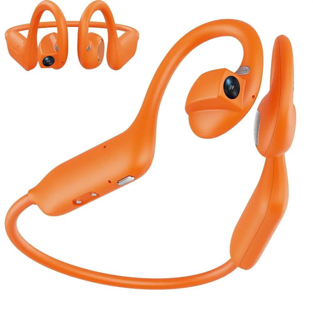 Bone Conduction Earphones for Audio Recording，Wireless Headphones with Camera,8MP POV Camera, Open-Ear Earbuds, Photo&Video Shooting,  Hands-free Call,AI Real Time Translation ,8GB Memory, 10 Hours Music Time , Free APP