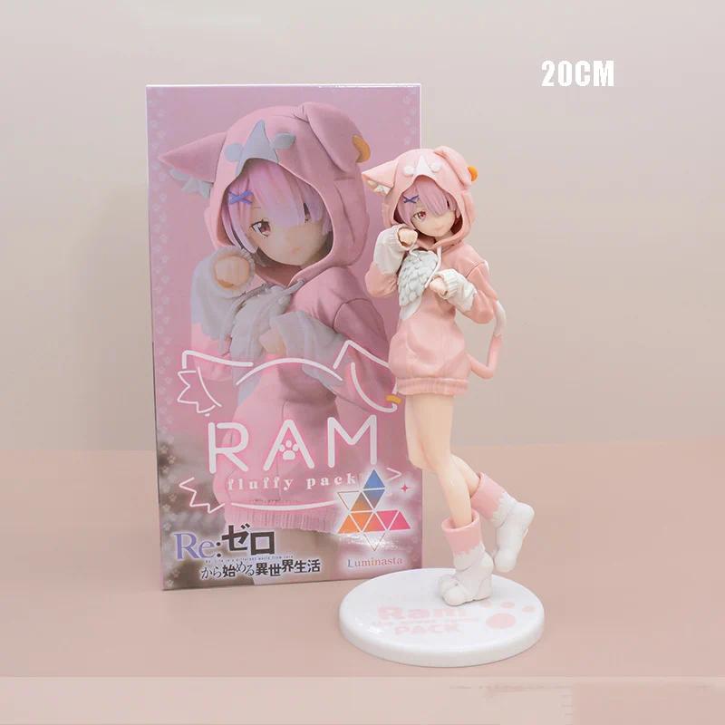 Anime Re:Zero kara Hajimeru Isekai Seikatsu Rem Figure Model Ram Puck Starting Dresses PVC Emilia Collection Gift Toy