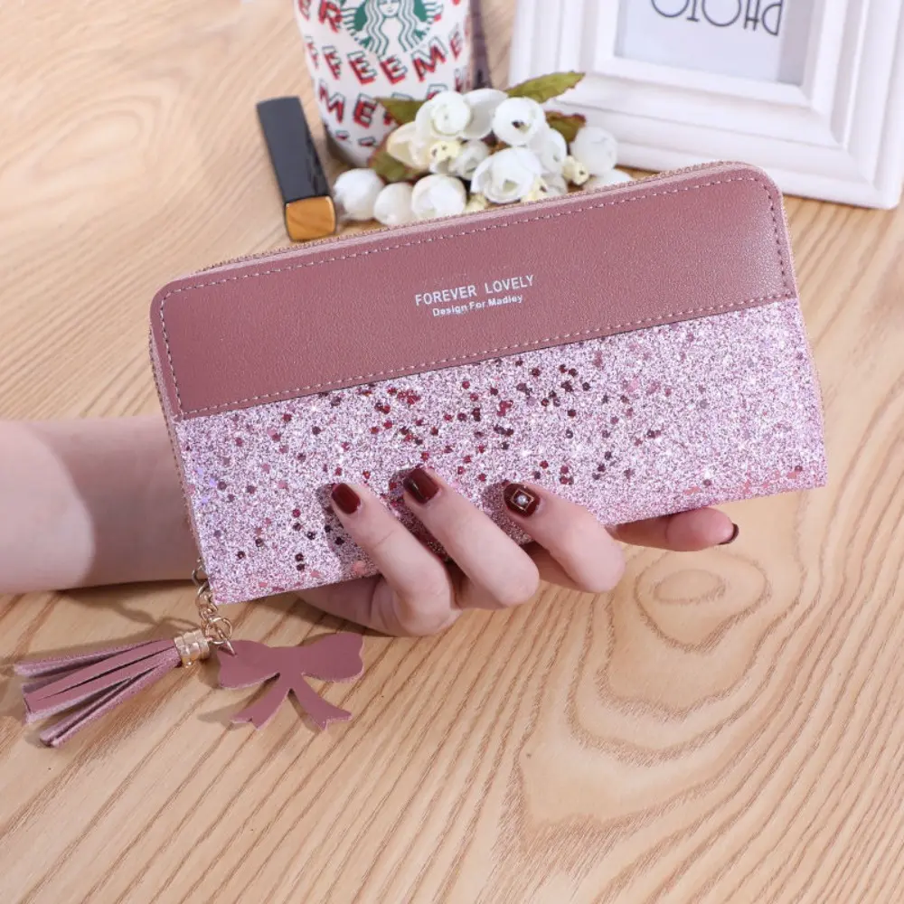 Women's All Over Print Embossed Floral Faux Leather Clutch Purse, Long Zip-Around Foldable Design with Bear Charm Wrist Strap, Large Capacity for Cards & Cash, Anti-Theft, Business, Card Handling Women's Wallets, Hangable, Long Wallet, Cold Wash