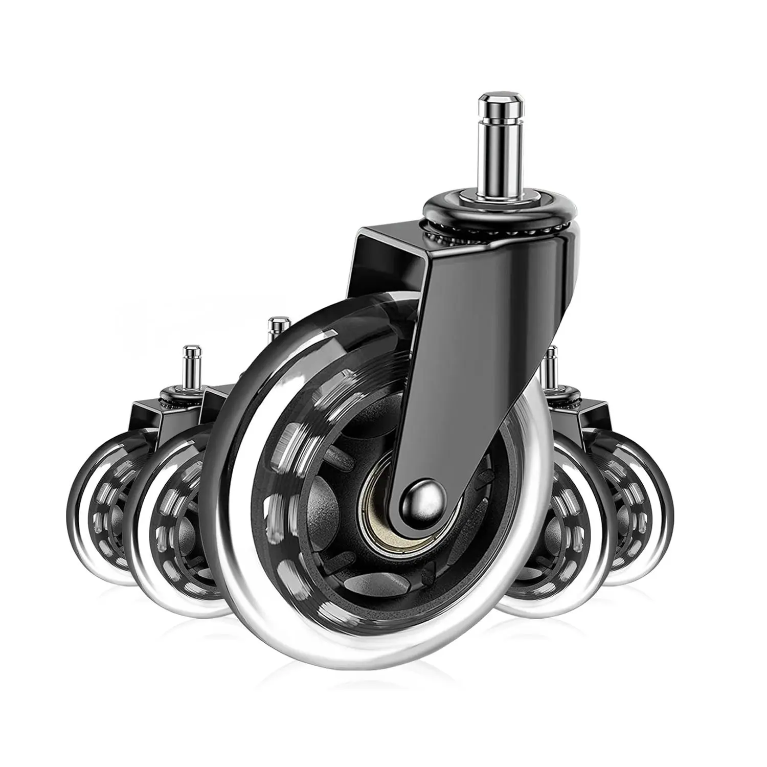 Office Chair Wheels, Set of 5, Replacement Rubber Chair Caster Wheels for Hardwood Floor, NOT Compatible for IKEA, Computer Desk Chair Wheels, Heavy Duty Office Chair Casters