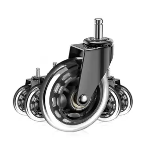 Office Chair Wheels, Set of 5, Replacement Rubber Chair Caster Wheels for Hardwood Floor, NOT Compatible for IKEA, Computer Desk Chair Wheels, Heavy Duty Office Chair Casters