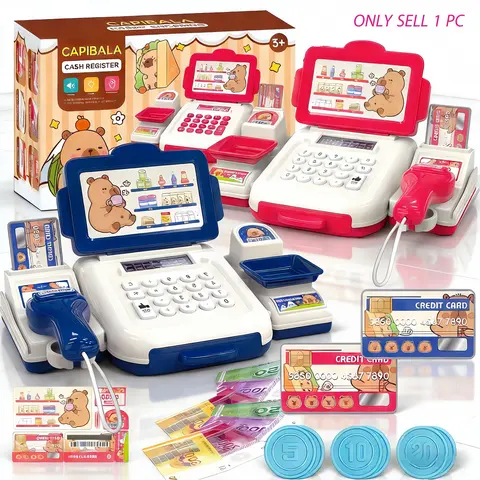 Simulation Cash Register Toy Set, Realistic Keys & Functional Buttons, Scanner Lights Sound Effects, Birthday Gift for Boys Girls, Pretend Play Set, Pretend Play Item