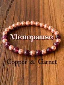 Natural Garnet Crystal Bracelet, Menopause Hormone Balance, Copper Design, Women's Stress Relief Bohemian Jewelry, Elegant Bracelet