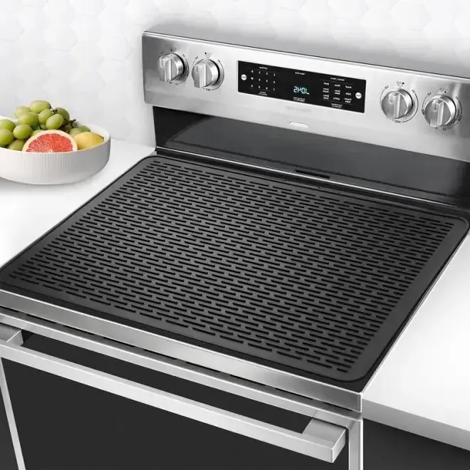 Stove Top Covers for Electric Stove – Silicone Glass Top Protector, Heat-Resistant Electric Stove Cover, Large Waterproof Flat Oven Mat for Kitchen Induction Cooker, Black-Grey,New Year Gift