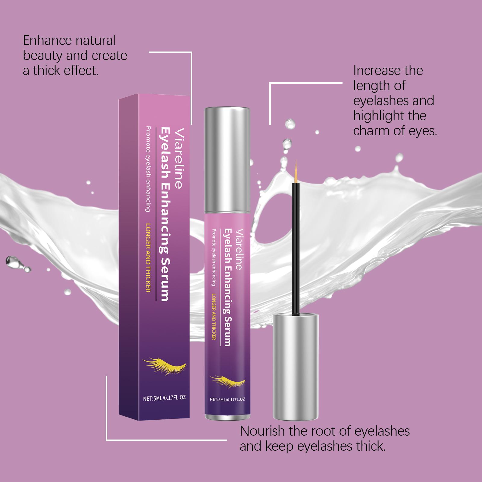 VIARELINE Eyelash Enhancing Serum with Myristoyl Pentapeptide-4, Hyaluronic Acid, Aloe Vera & Vitamin E, Promotes Growth, Strengthens, Improves Elasticity & Nourishes, for Sparse, Fragile Lashes, All Types