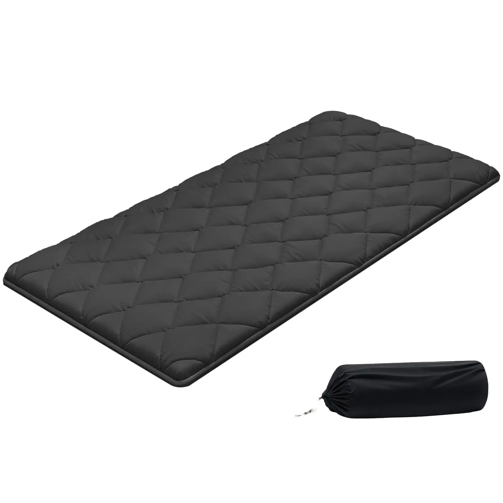 Japanese Tatami Mat Twin Size, Foldable, Durable Tatami Mattress With Storage Bag And Fastener, 9-Layer Floor Mat For Sleeping, Dormitory, Meditation, And Yoga, 80 x 39 x 3.5 Inches, Black