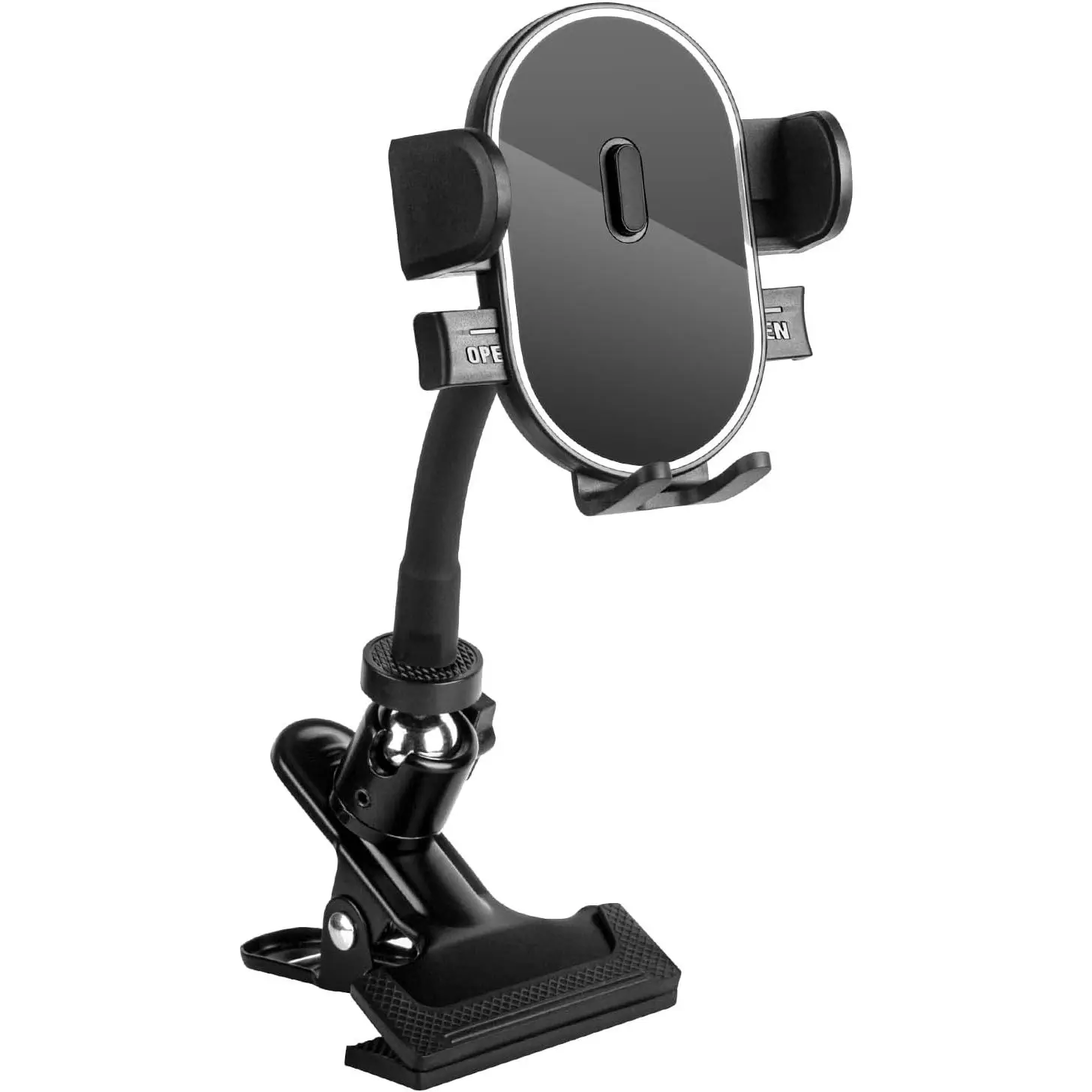 Clip Phone Holder with 360° Gooseneck Arm & Auto-Locking Clamp,Short/Medium/Long Arm Options for Desk, Mic Stand, Table,Treadmill – Fits 4-7" Smartphones(Short-3.9 inch Arm)
