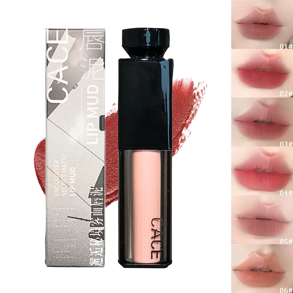 Matte Lip Mud Velvet Lip Tint, Soft Creamy Non-Drying Lip Stain, Long Lasting Smudge Proof Nude Pink Brown Lip Makeup, 6 Shades Natural Daily Lip Mousse for Women