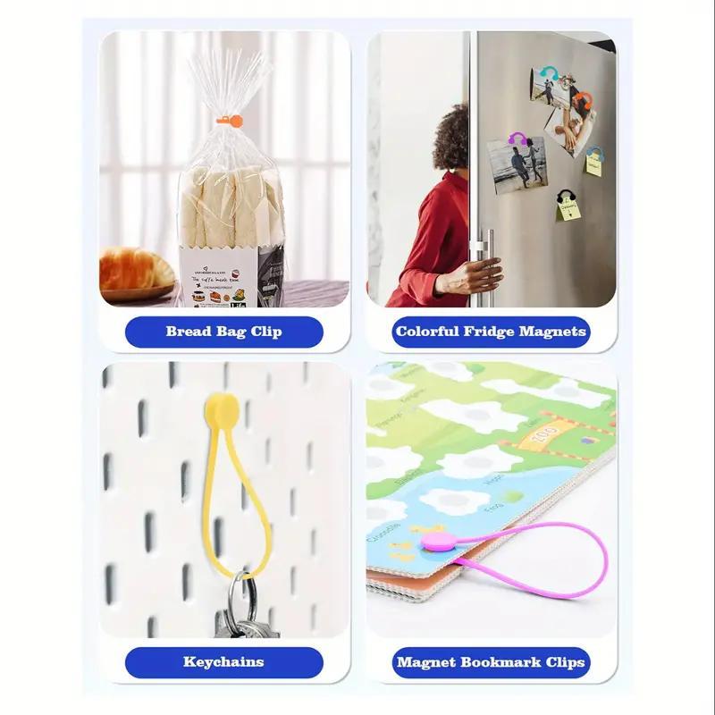 Random Color Magnetic Cord Organizer, 10pcs Reusable Silicone Twist Tie Cable Management for Bundling and Organizing Fixed Items, Data Cable Holder, Cable Clip for Home Office, Desk Cable Organizer