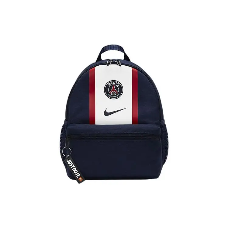 Nike Paris Saint-Germain Polyester Zippered Backpack for Men and Women, Navy Blue Red White