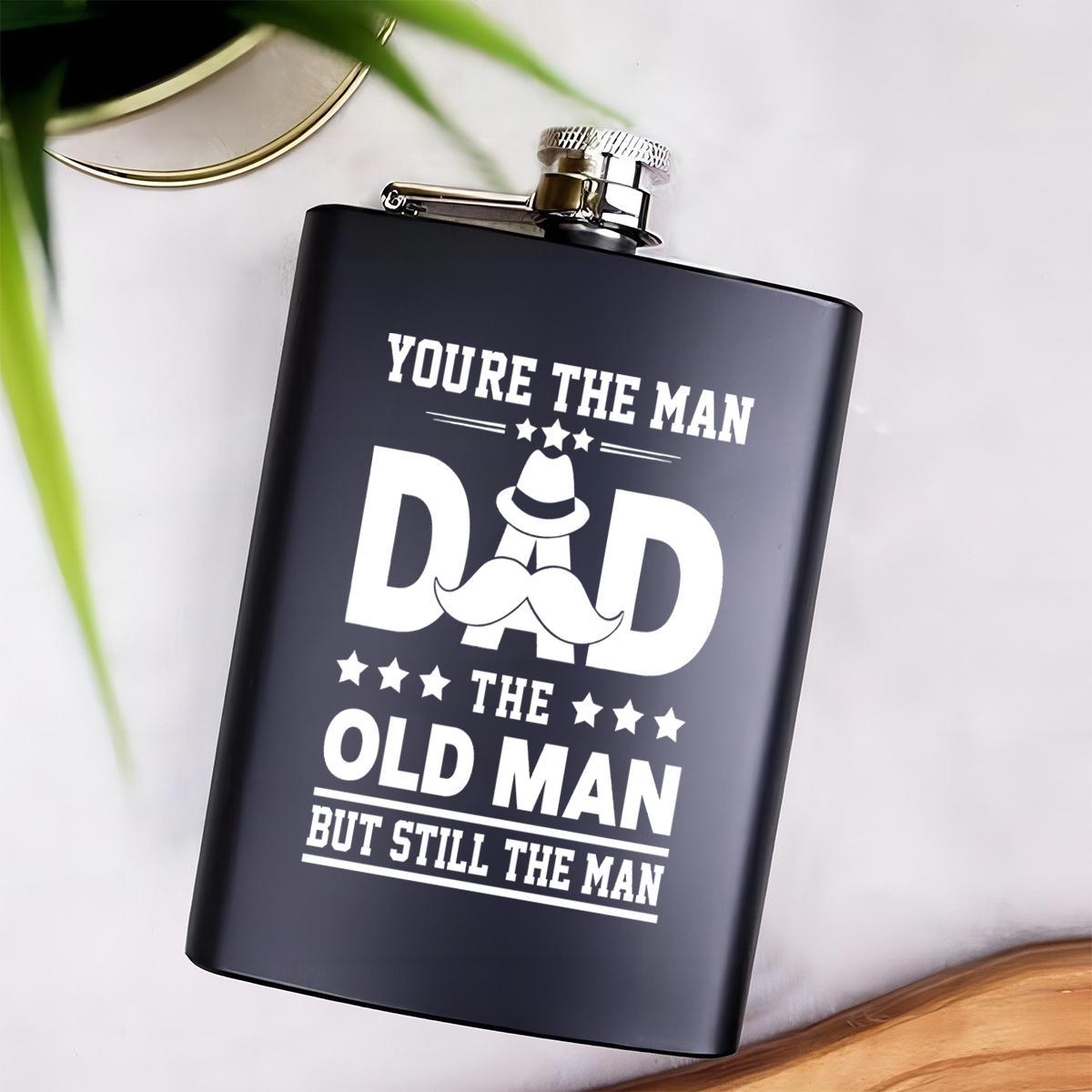 Stainless Steel Flask, 1 Count 8oz Funny Letter Pattern Flask, Gift for Dad, Perfect Outdoor Gift for Father's Day, Birthday, Halloween