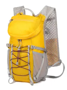Colorblock Elastic Rope Trail Running Backpack, Breathable Mesh Cycling Backpack, Lightweight Waterproof Hiking Bag, Ideal for Marathon Runners, Bicycle Backpack