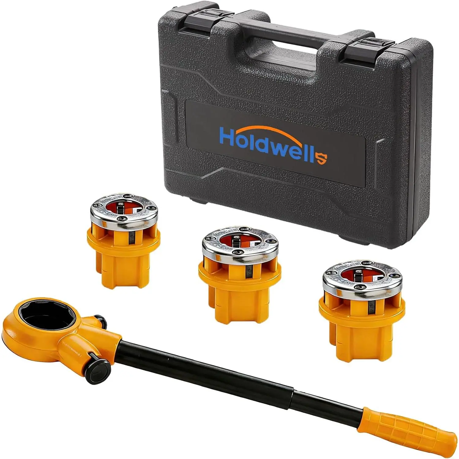 BPT Ratchet Pipe Threader Kit w/ 3  (1/2", 3/4", 1"), Heavy-Duty 9iCr teel Threading Tool for Galvanized, Iron, Copper &  Pipe, Portable with torage Cae for Plumbing
