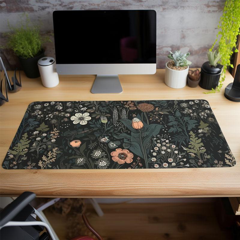 Floral Pattern Mouse Pad, 1 Count Non-slip Rubber Base Stitched Edge Keyboard Mat, Aesthetic Mouse Pad for Gaming, Office Desk Accessories