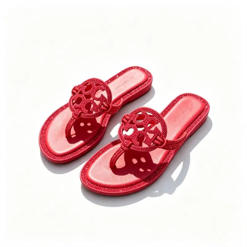 Rhinestone Hollow Circular Thong Sandals for Women, Sparkly Crystal Flat Flip Flop, Casual Summer Open Toe Slide Sandals, Comfort Non Slip Pool Slide, Fashion Beach Vacation Walking Daily Shoes